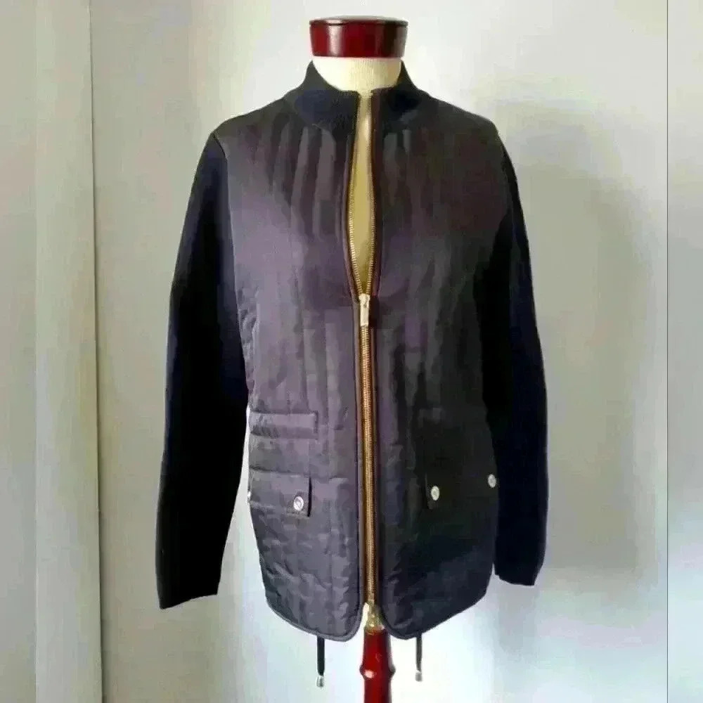 Jones New York sweater  jacket with cotton back and sleeves. Size medium.